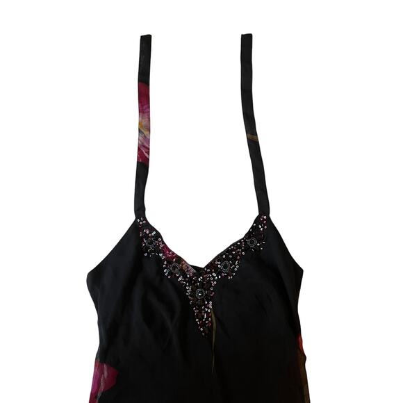 Midnight Velvet Halter Chiffon Beaded Midi Dress - Picture 5 of 12